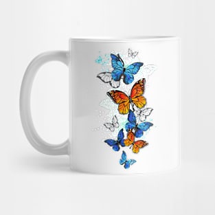Flying Butterflies Morpho and Monarch Mug